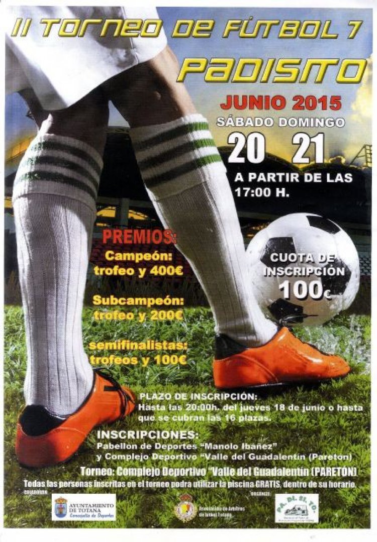 El II Torneo de Fútbol-7 “PADISITO” se celebra este próximo fin de semana en el Complejo Deportivo “Valle del Guadalentín” de El Paretón