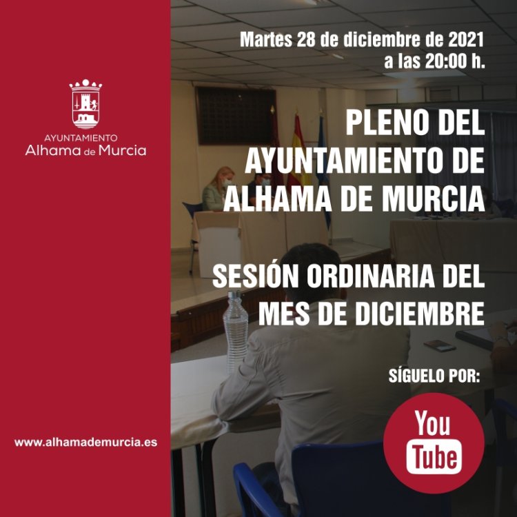Convocatoria de Pleno: sesión ordinaria » martes 28 de diciembre de 2021