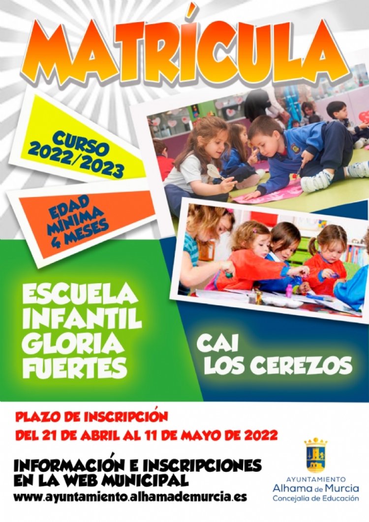 Abierto el plazo de matrícula 2022-2023 para la escuela infantil Gloria Fuertes y CAI Los Cerezos