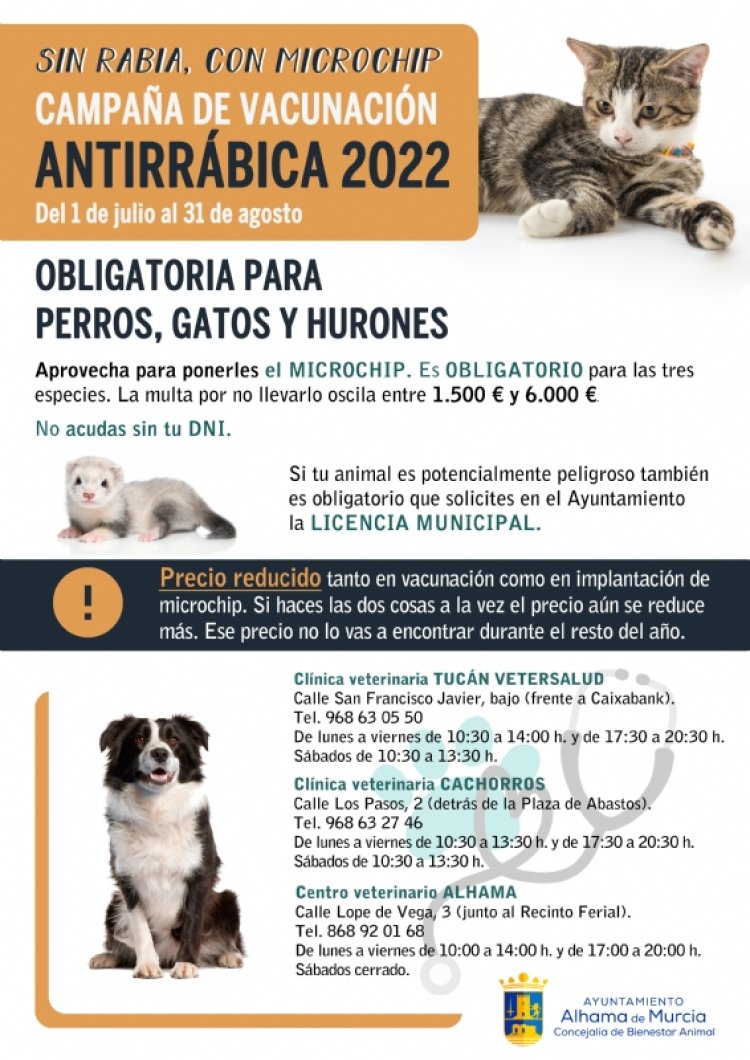 Campaña de vacunación antirrábica y microchip 2022