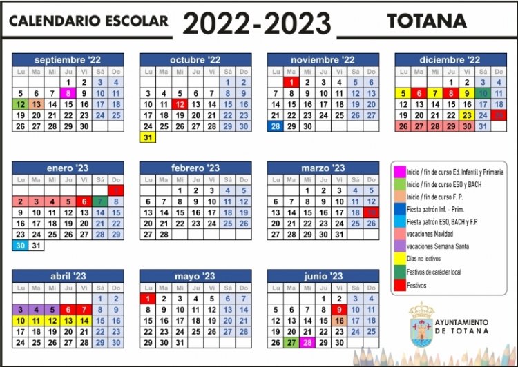 El próximo curso escolar 2022/2023 comenzará el 8 de septiembre en Educación Infantil y Primaria, mientras que en la ESO y Bachillerato lo hará el 12 y en FP el 23