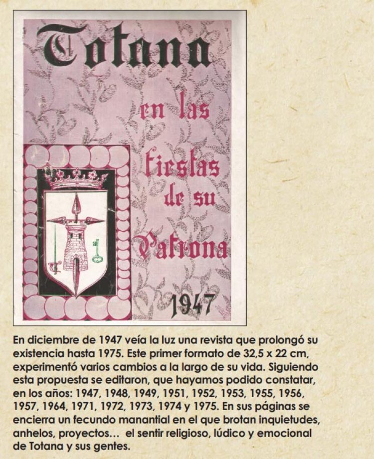 1947, nace en Totana una revista para honrar la festividad de santa Eulalia.  Por Juan Cánovas Mulero