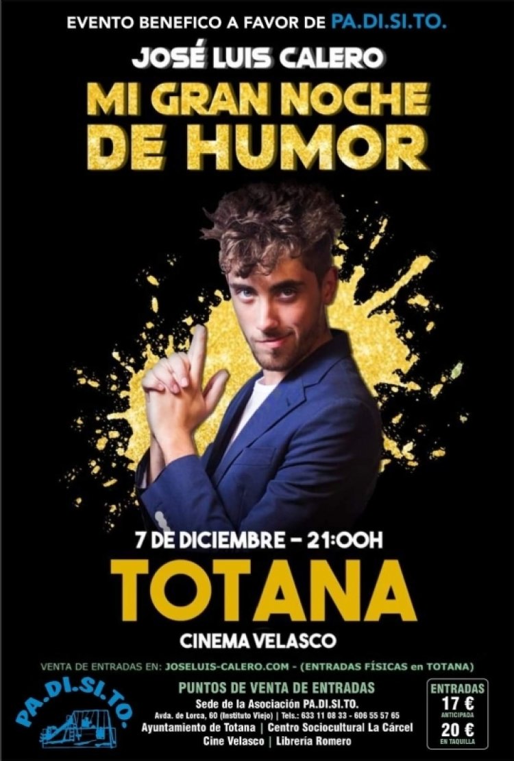 El espectáculo benéfico “Mi gran noche de humor”, de José Luis Calero, se celebra el 7 de diciembre en el Cine Velasco, organizado por la Asociación PADISITO