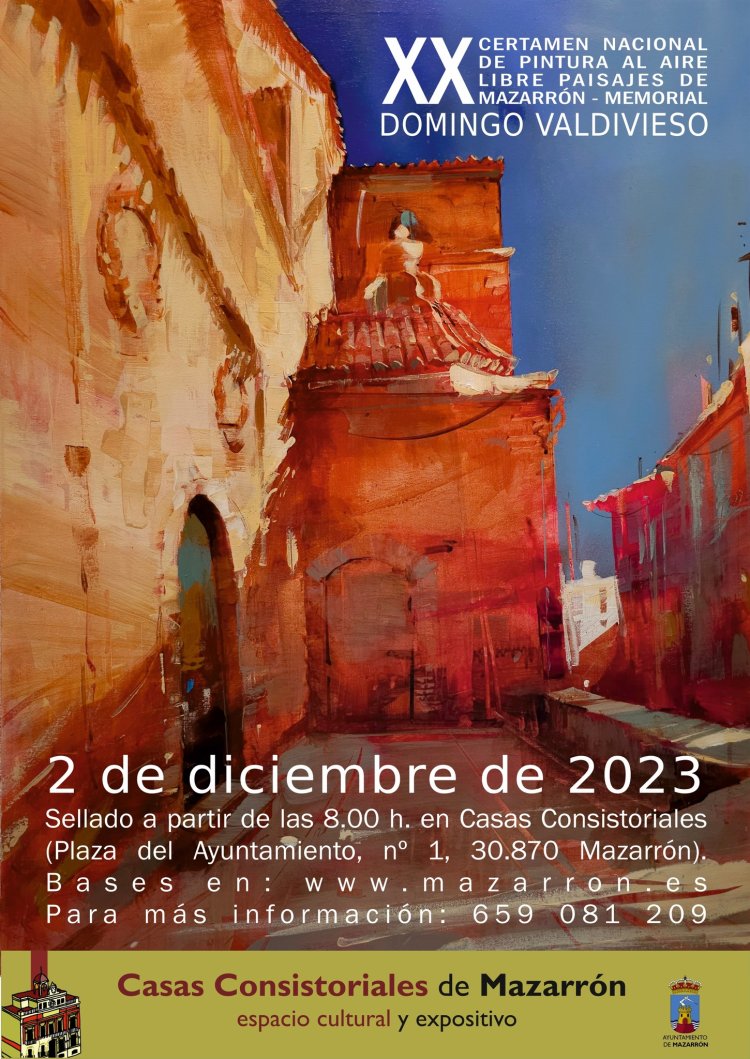 El XX Certamen Nacional de Pintura al Aire Libre Paisajes de Mazarrón - Memorial  Domingo Valdivieso se celebrará el 2 de diciembre